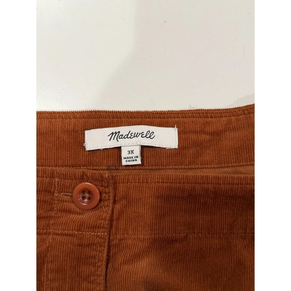 Madewell Corduroy Eyelet Button Front Top Rust Brown Square Neck Plus Size 3X